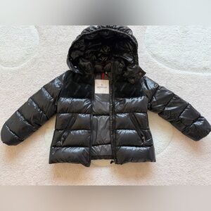 Moncler Kids Shiny Black Puffer Coat